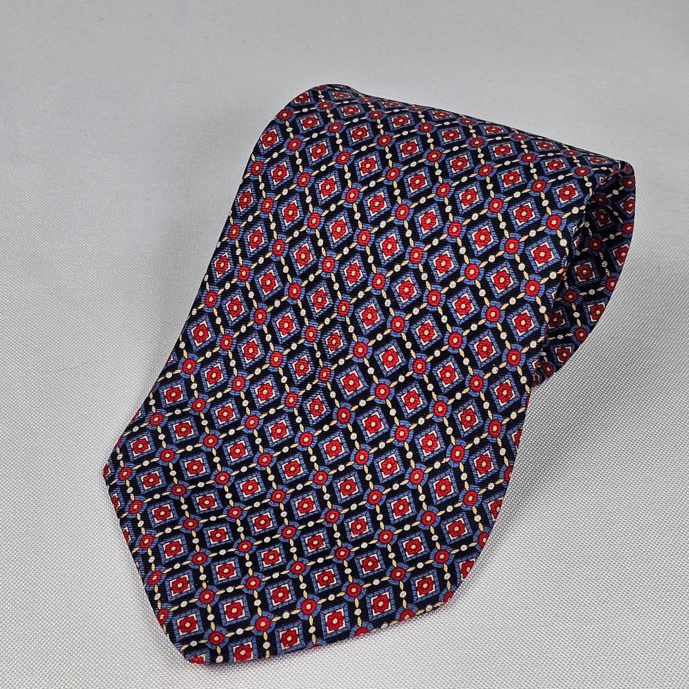 Gap Premium Silk Authentic Red Blue  Neckwear Geometric 100%‎ Silk Men Tie